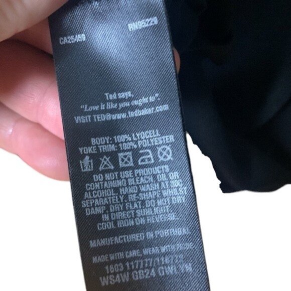 Ted Baker black with white stripe lyocell long sleeve top size M - Picture 5 of 5